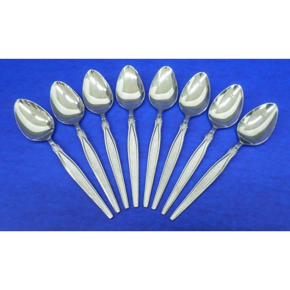 8 - Eldan PEERESS Burnished Handle w/ Glossy Stainless JAPAN Flatware TEASPOONS